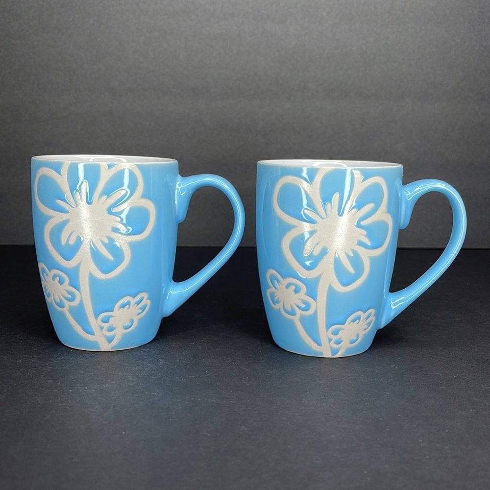Blue Floral Etch Design Mug
